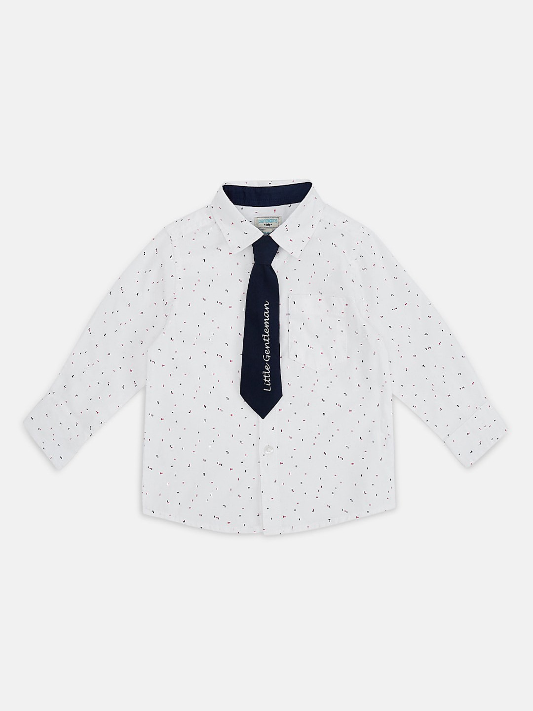 

Pantaloons Baby Boys White Regular Fit Printed Cotton Casual Shirt
