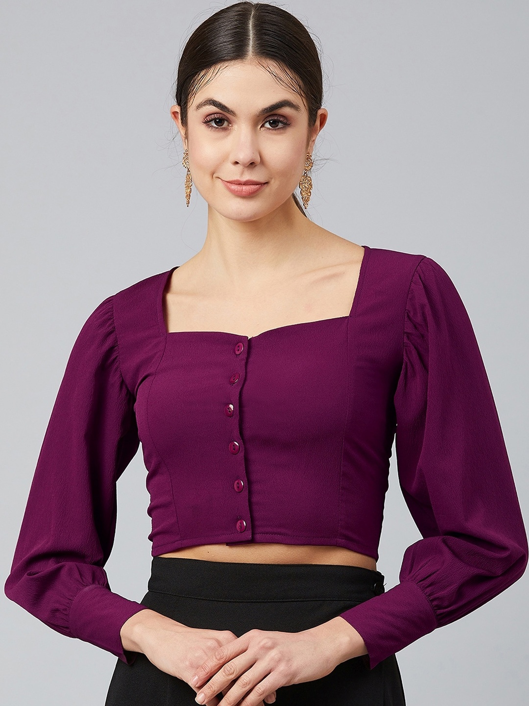 

Carlton London Purple Georgette Crop Top