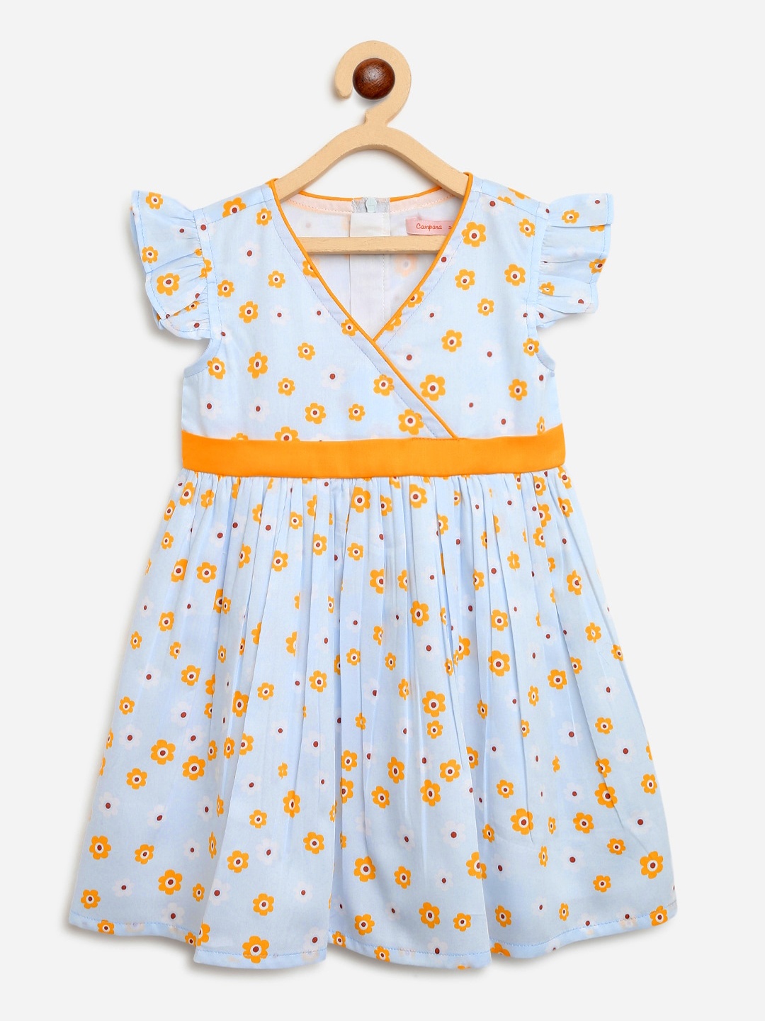 

Campana Girls Blue Printed Wrap Dress