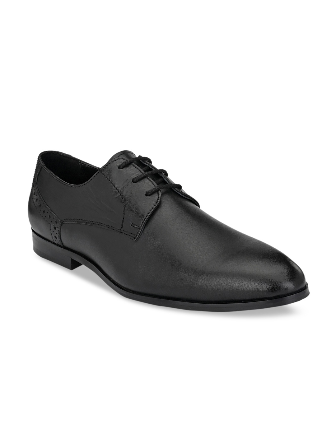 

San Frissco Men Black Solid Leather Formal Derbys