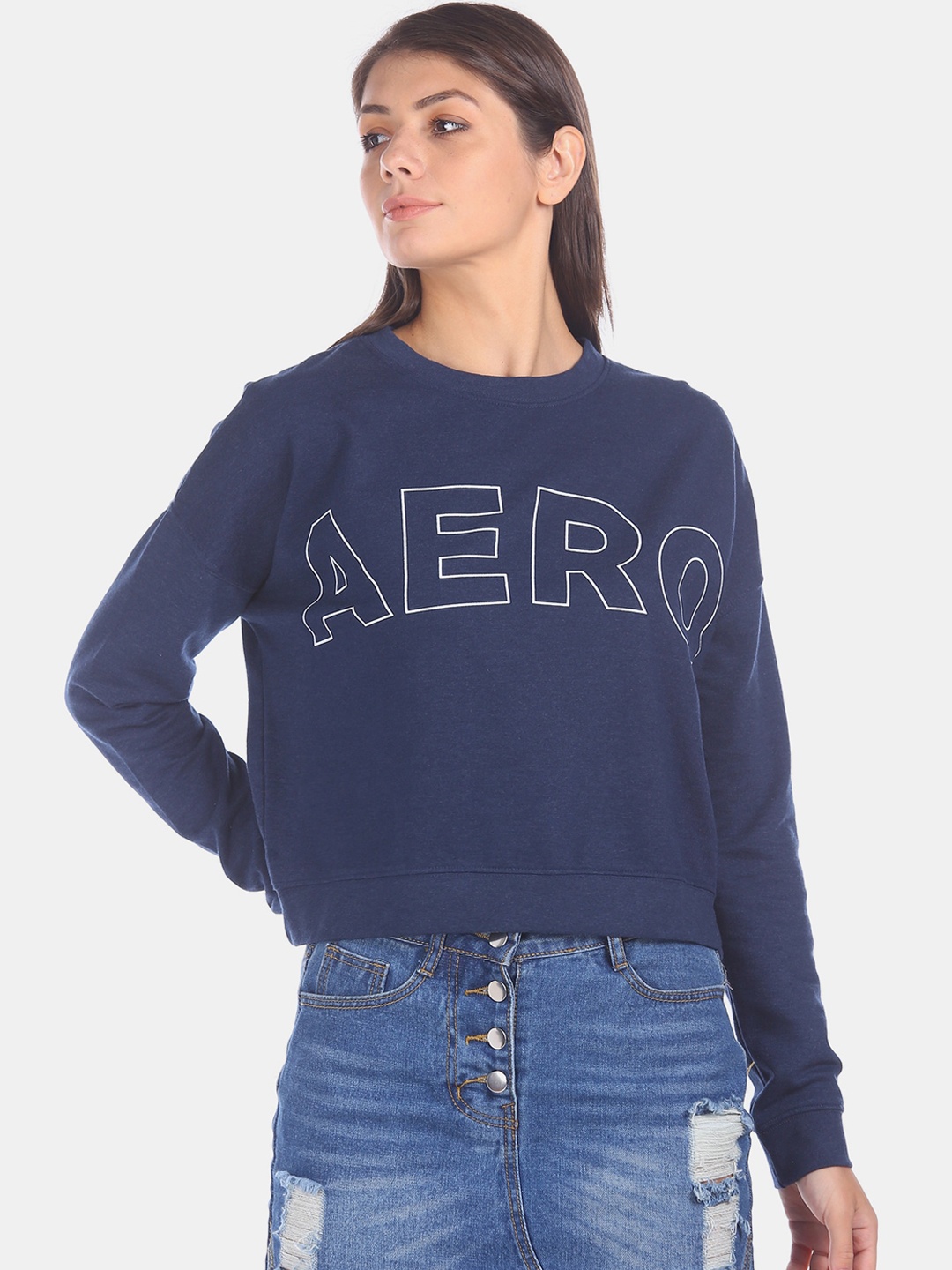 

Aeropostale Women Blue Printed Sweatshirt