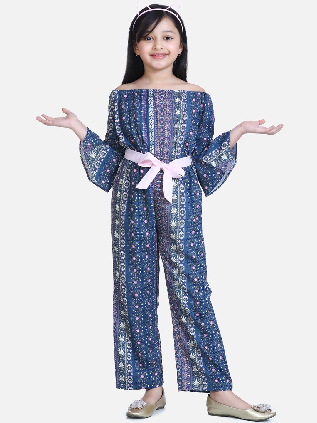 

StyleStone Girls Blue Printed Basic Jumpsuit