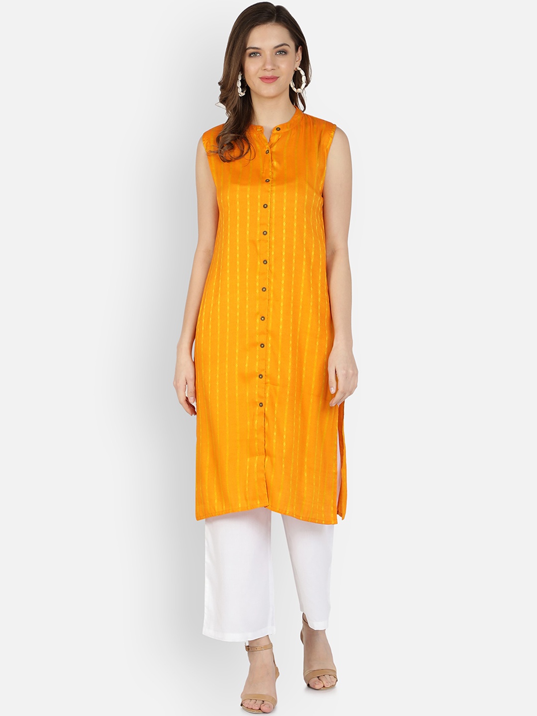 

Dipsha Women Yellow Striped Kurta