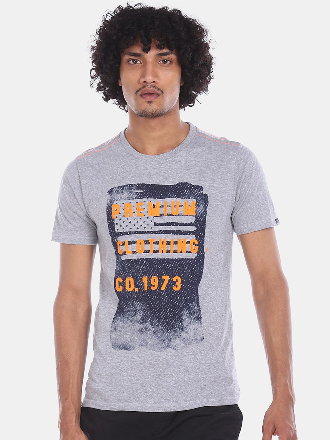 

Cherokee Men Grey Slim Fit Printed Round Neck T-shirt