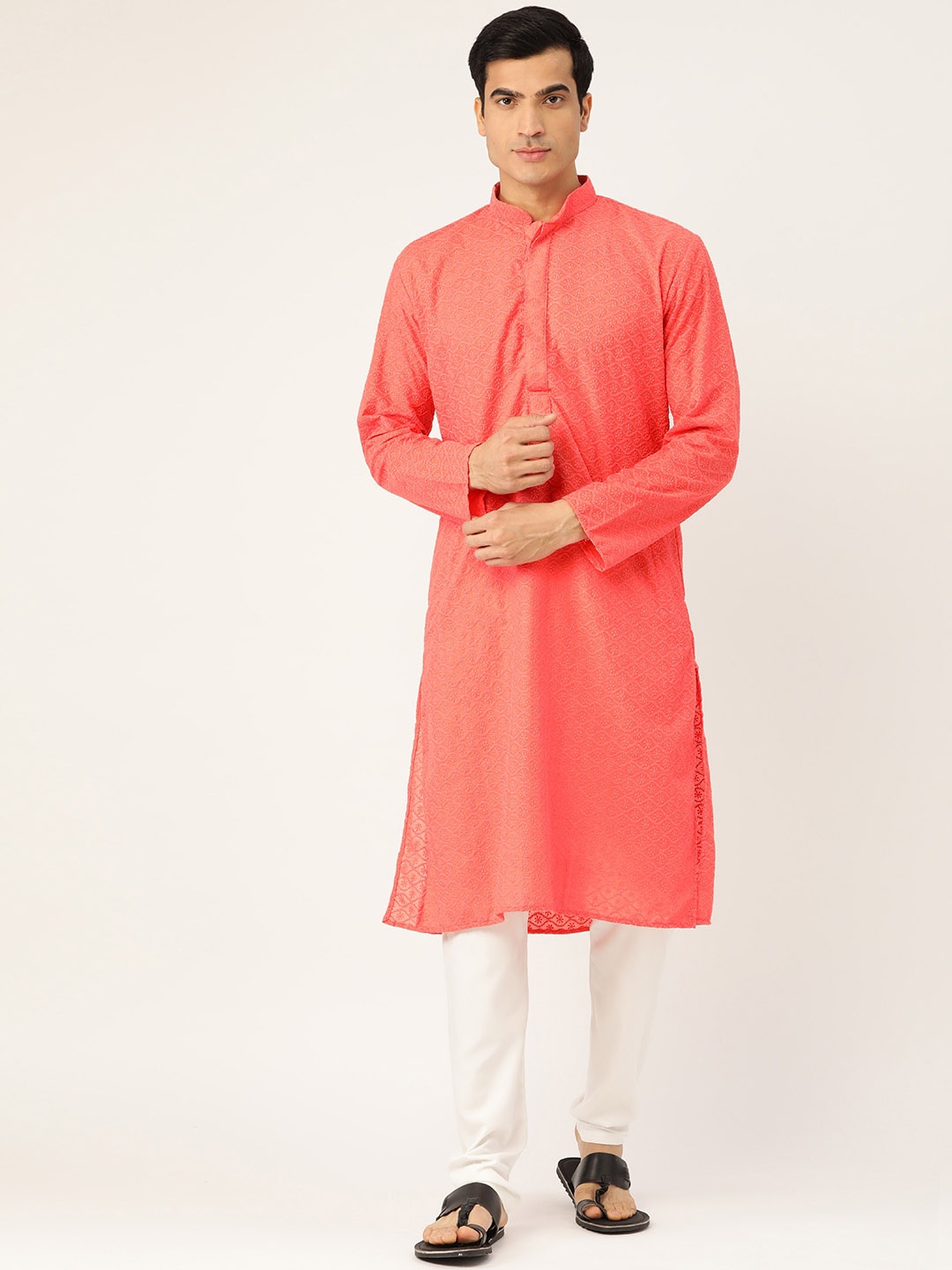 

RAJUBHAI HARGOVINDAS Men Pink Embroidered Kurta