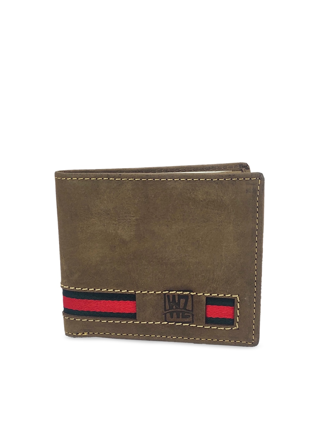 

WENZEST Men Khaki Solid Two Fold Wallet