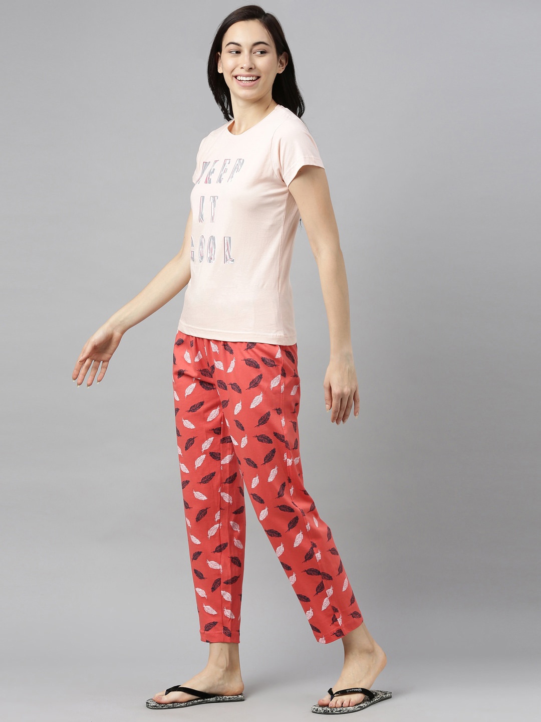 

Kryptic Women Pink Printed Cotton Night suit