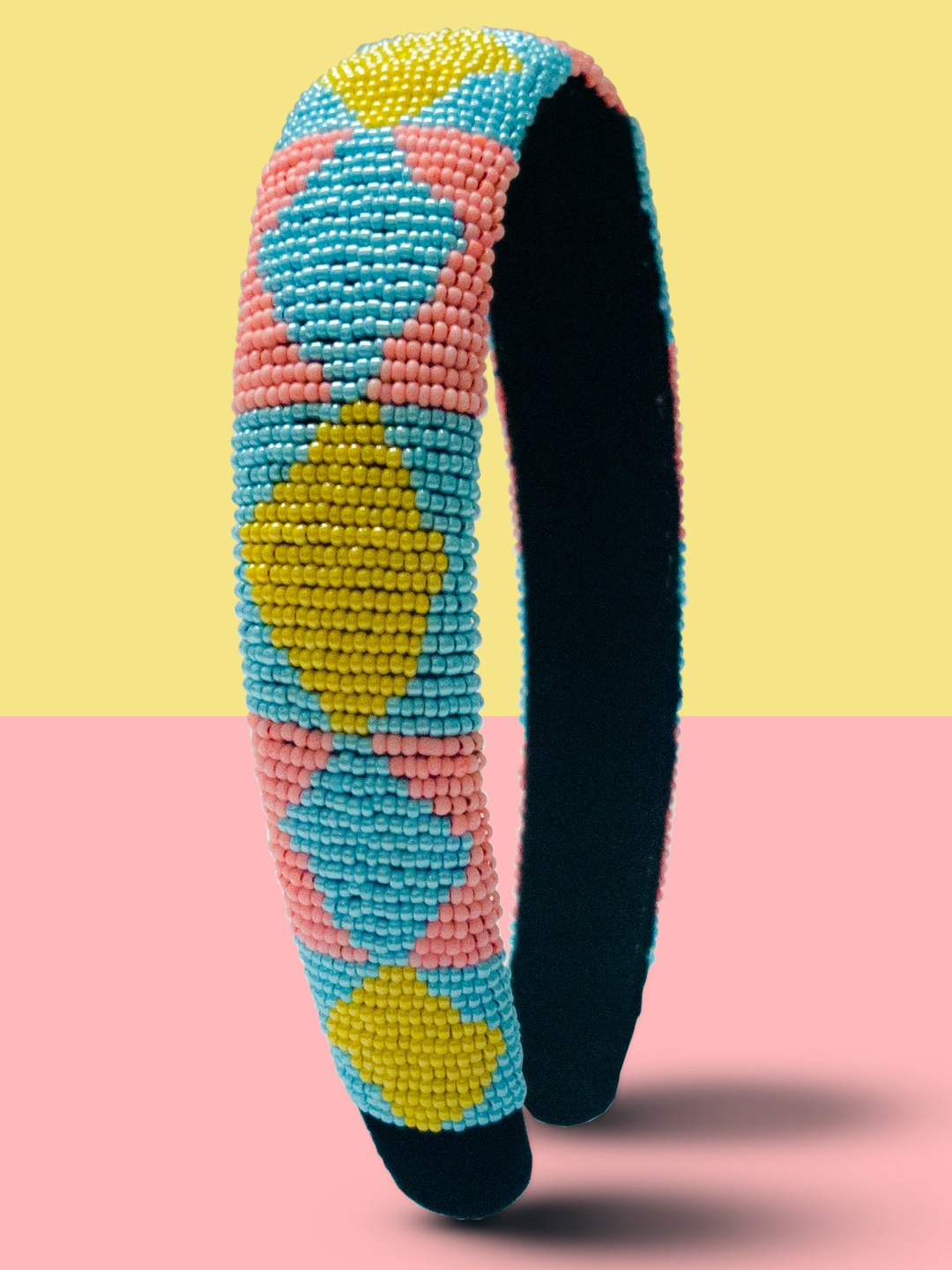 

Hair Drama Company Blue & Yellow Broad Pastel Beaded Headband