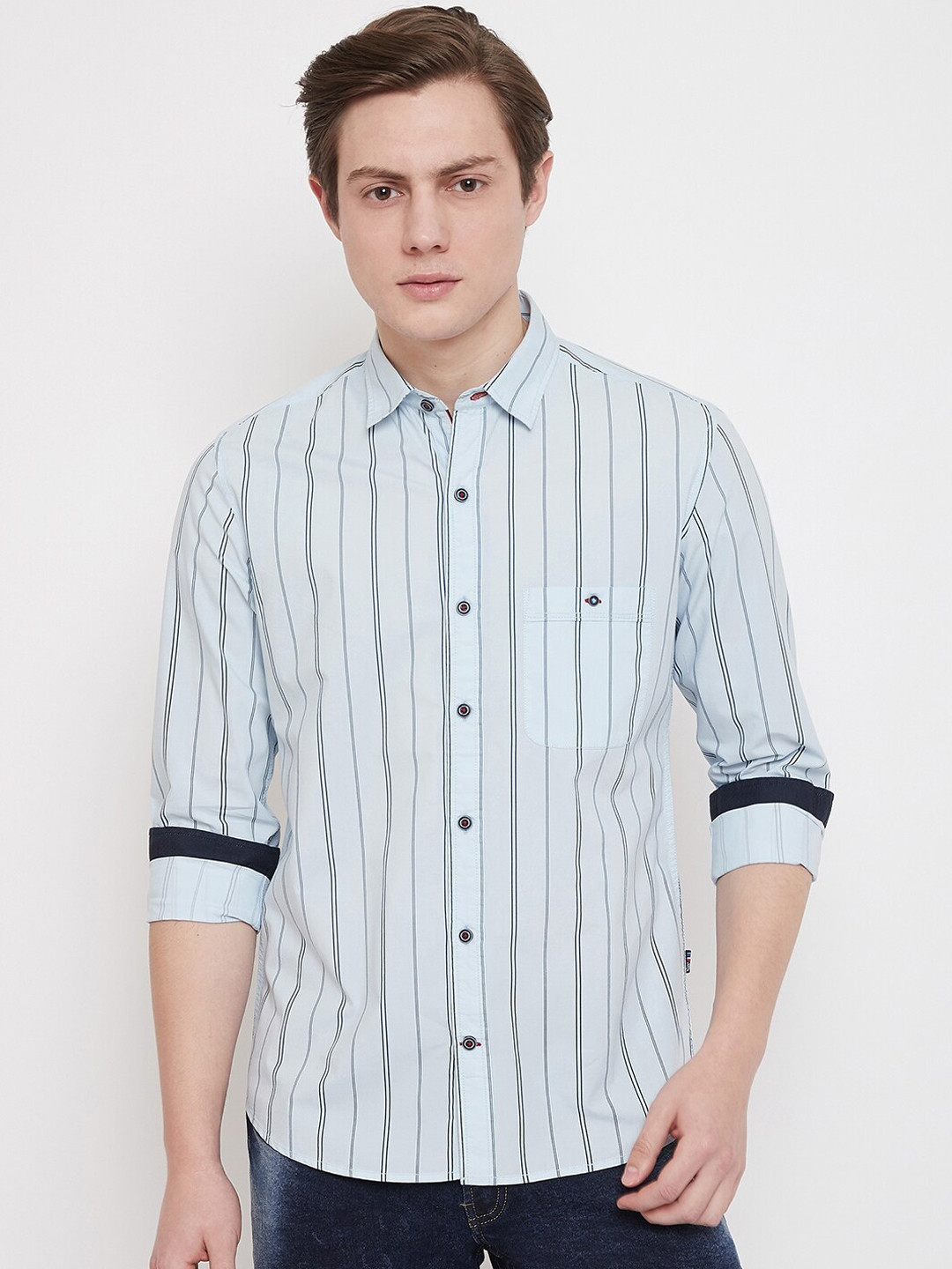 

Octave Men Blue Regular Fit Striped Casual Shirt