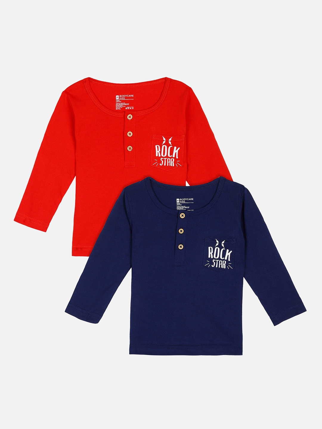 

Bodycare First Boys Red Solid Henley Neck T-shirt