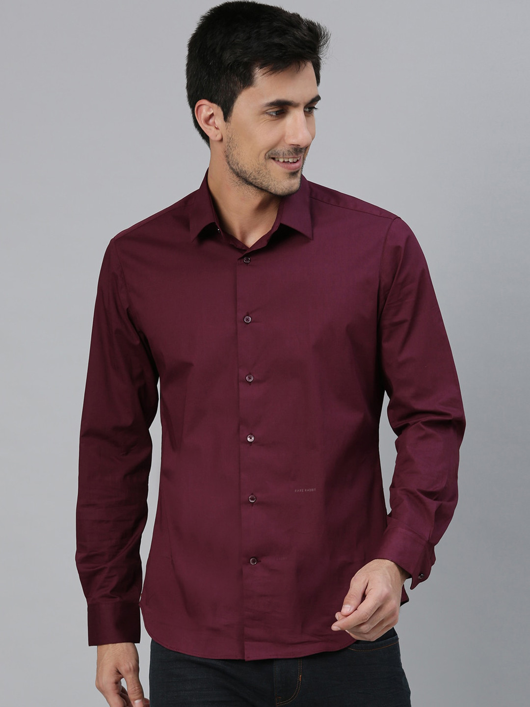 

RARE RABBIT Men Neutrons Regular Fit Solid Shirt, Maroon