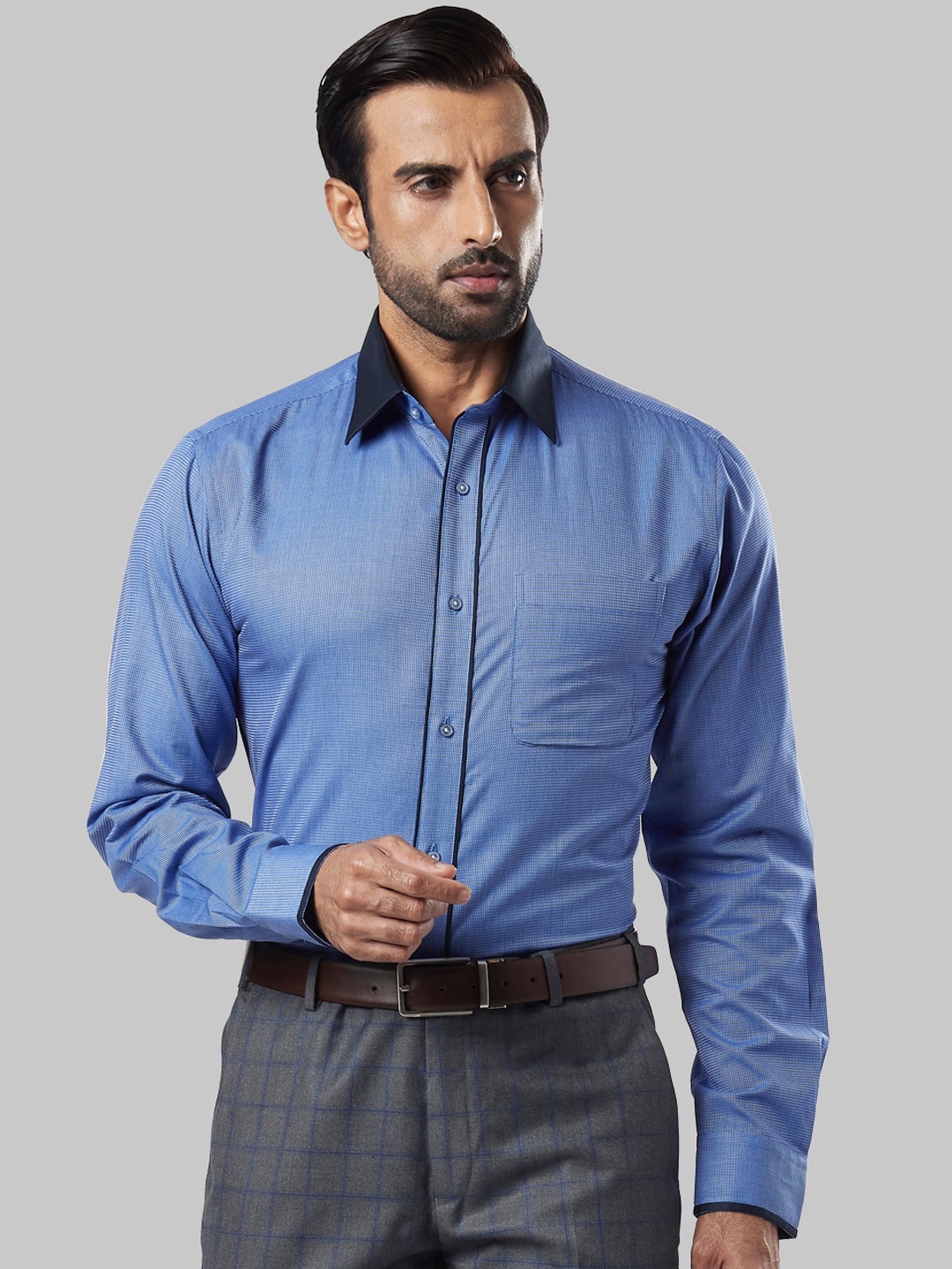 

Raymond Men Blue Slim Fit Solid Casual Shirt
