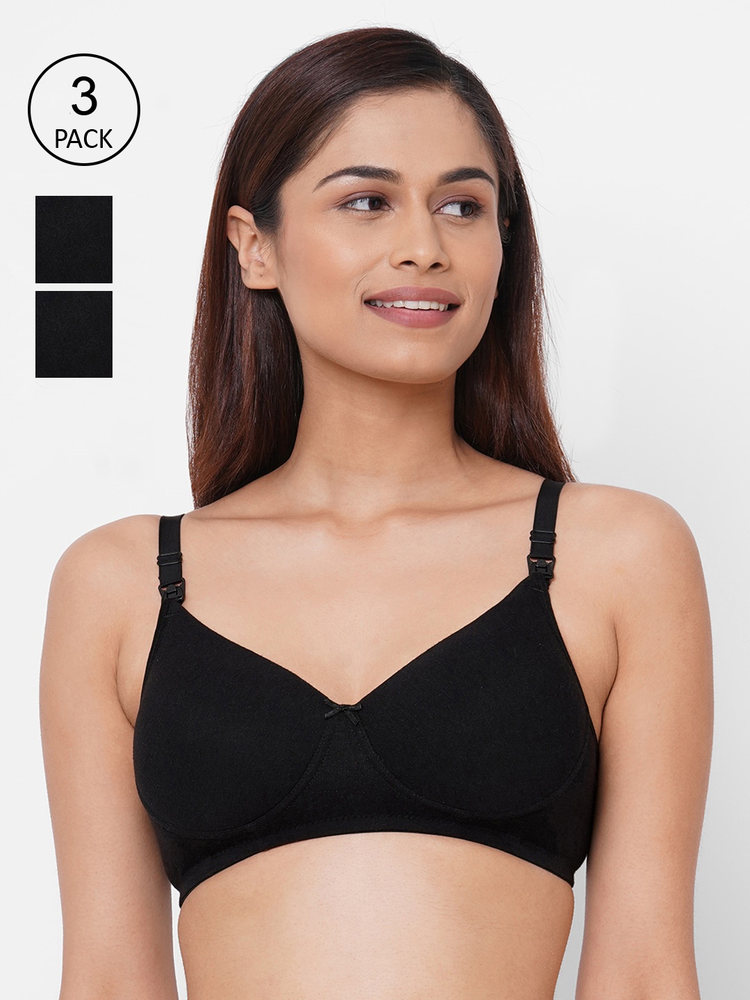 

Inner Sense Pack Of 3 Non-Wired Lightly Padded Antimicrobial Maternity Bra IMB009C_9C_9C, Black