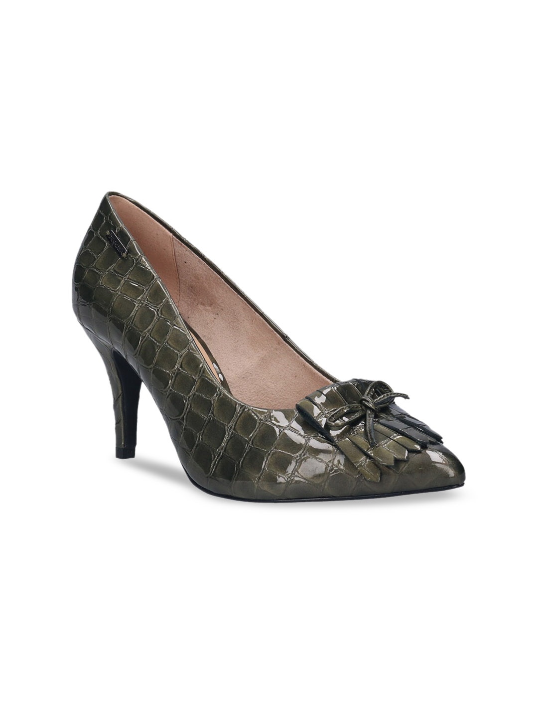 

Bugatti Women Grey Reptile-Textured Leather Pumps