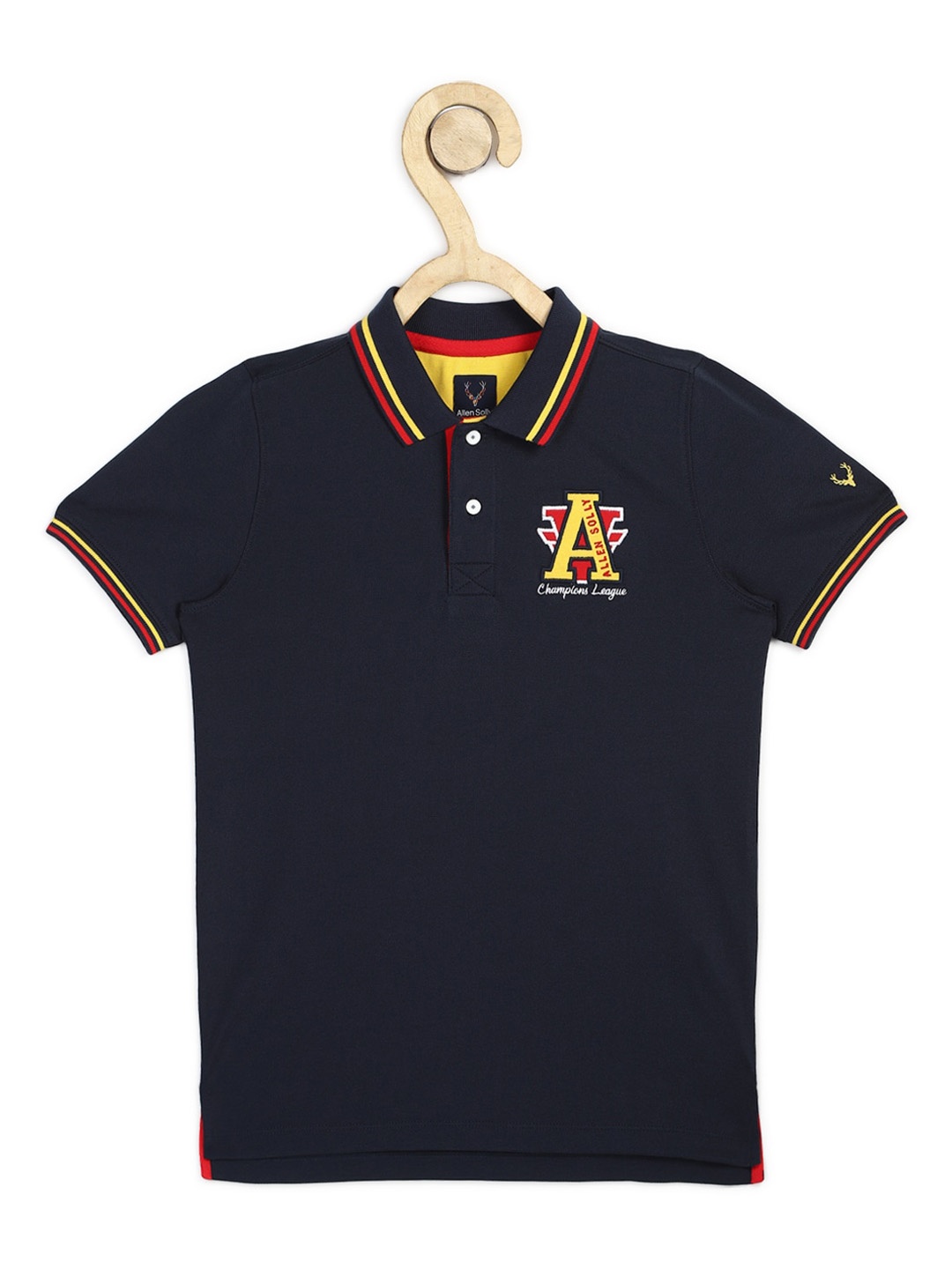Allen Solly Junior Boys Navy Blue Solid Polo Collar T-shirt