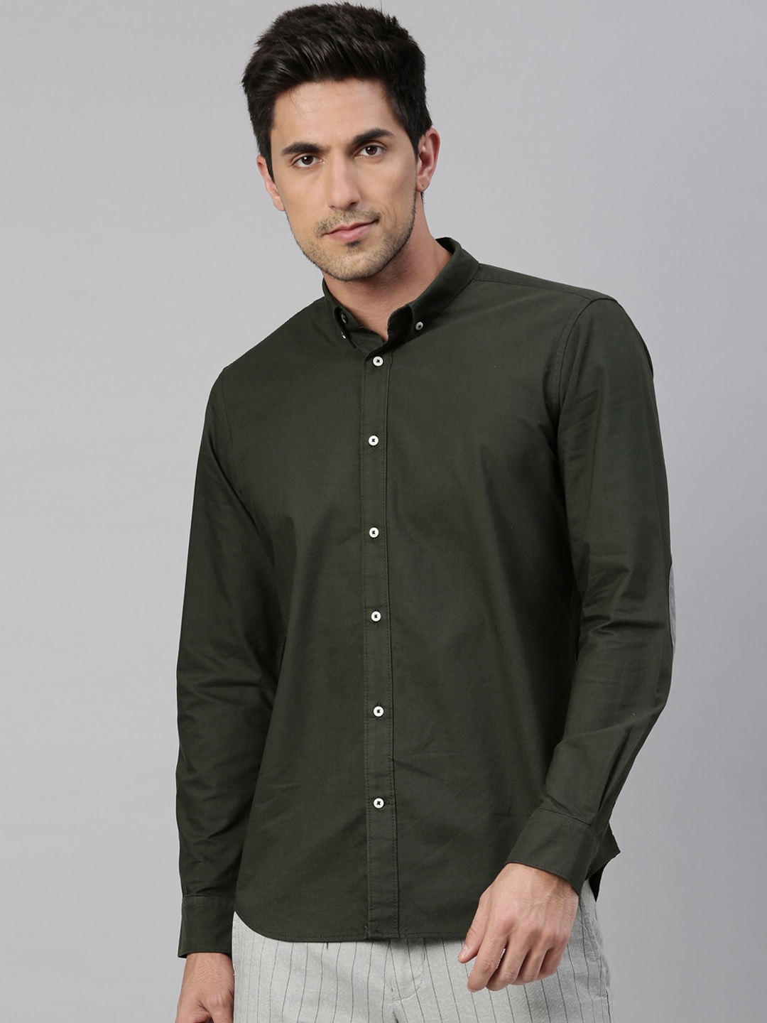 

RARE RABBIT Men Green Regular Fit Solid Casual Shirt