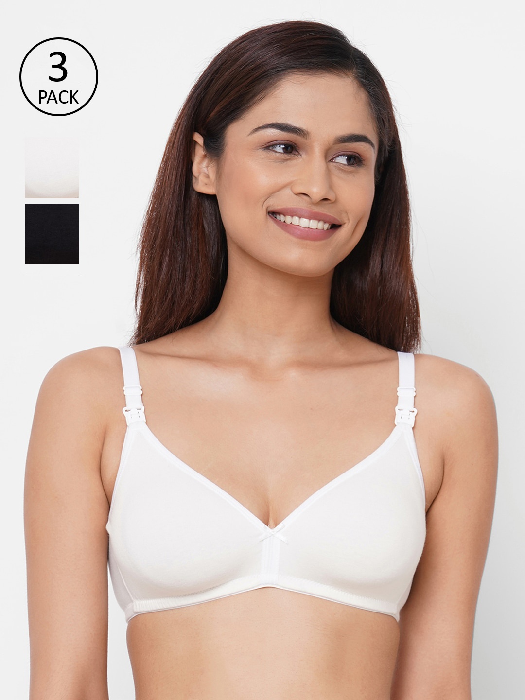

Inner Sense Black & White Solid Non-Wired Non Padded Pack of 3 Maternity Bra