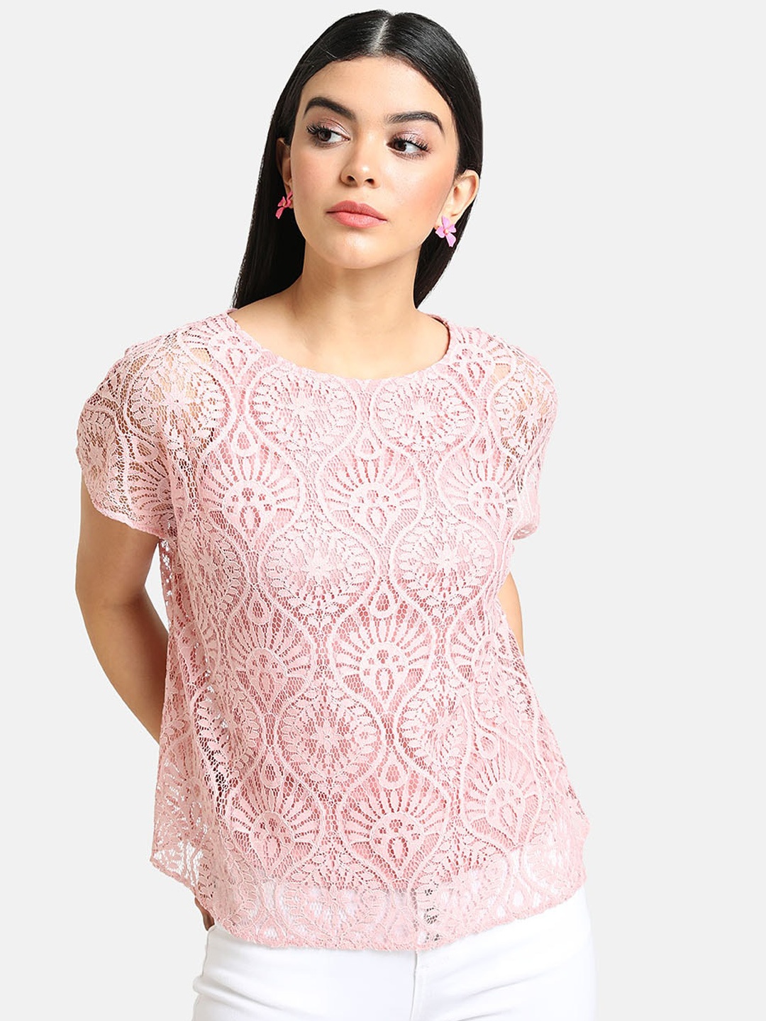 

Kazo Women Pink Lace Top