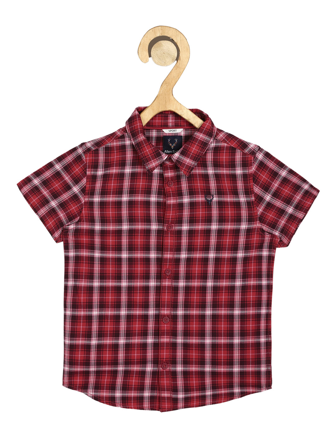 

Allen Solly Junior Boys Red Slim Fit Checked Cotton Casual Shirt