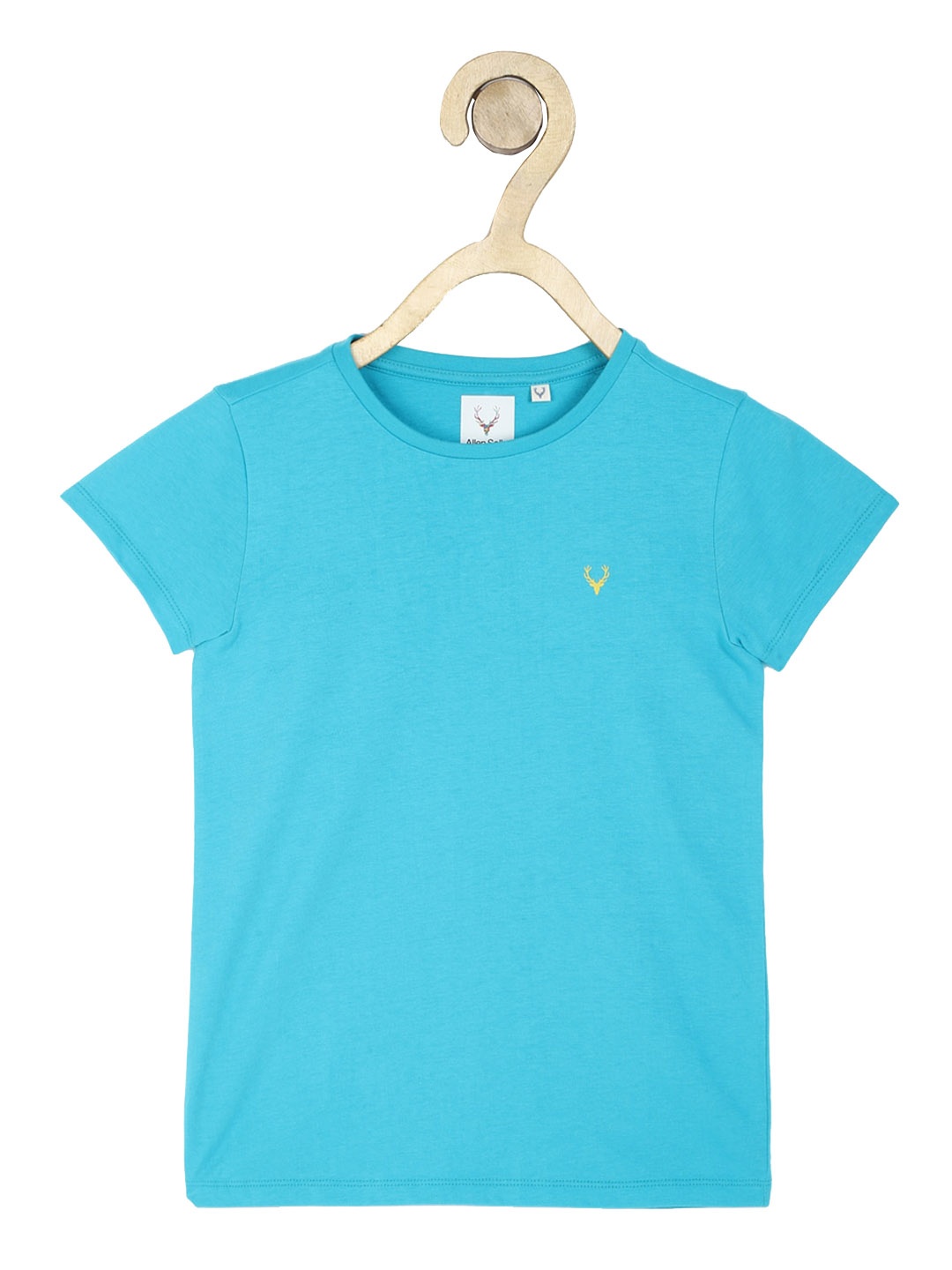 Allen Solly Junior Girls Blue Solid Round Neck T-shirt
