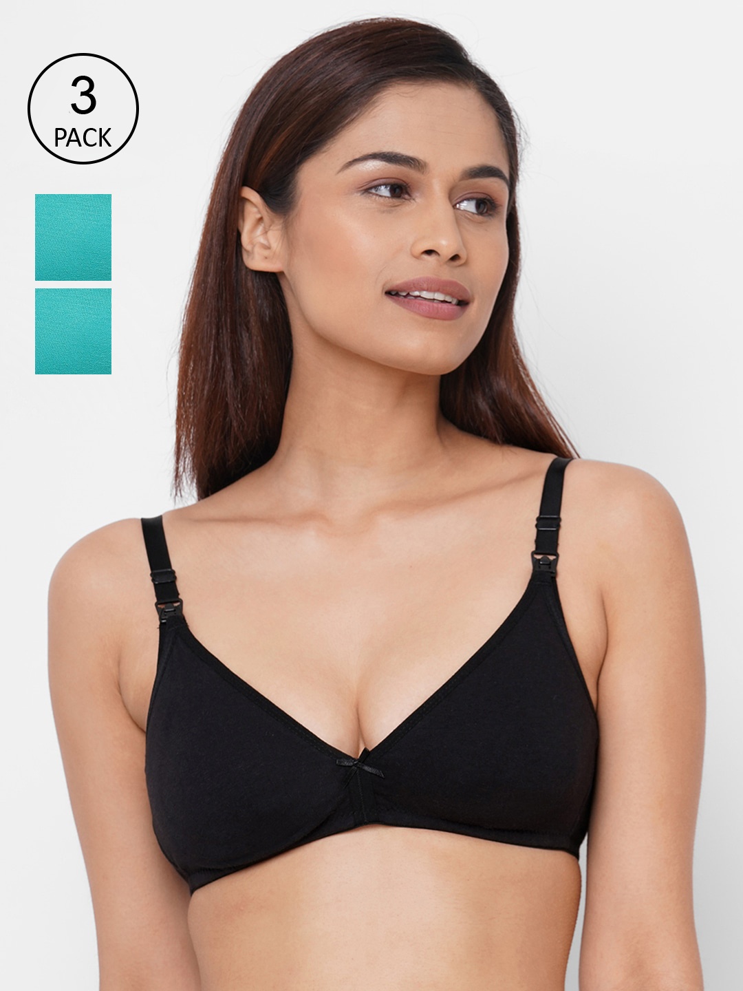 

Inner Sense Pack of 3 Non-Wired Non Padded Antimicrobial Maternity Bras IMB006B_6B_6D, Black