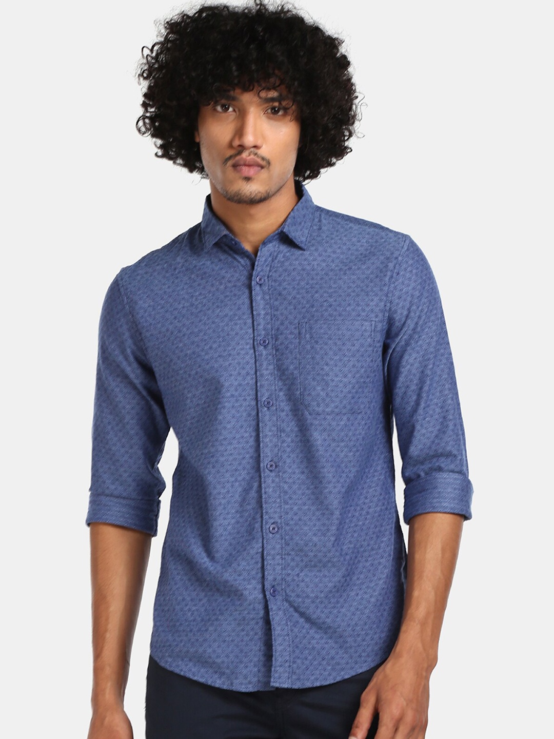 

Cherokee Men Blue Slim Fit Printed Casual Shirt