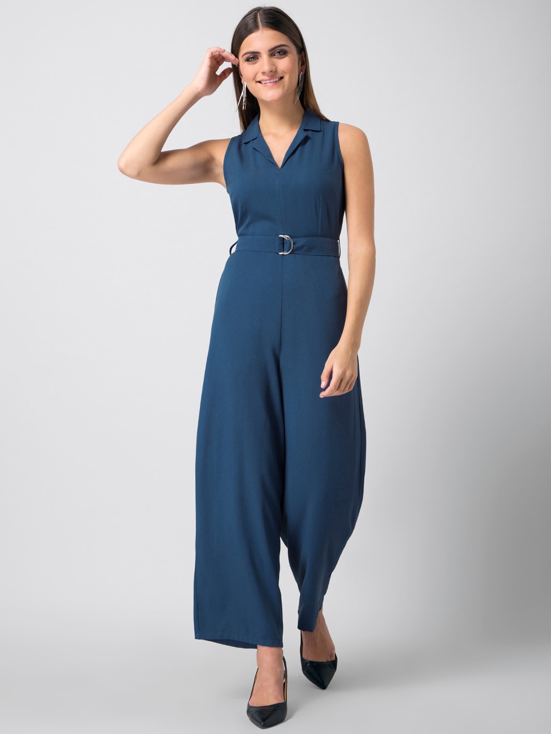 

FabAlley Women Teal Solid Basic Jumpsuit