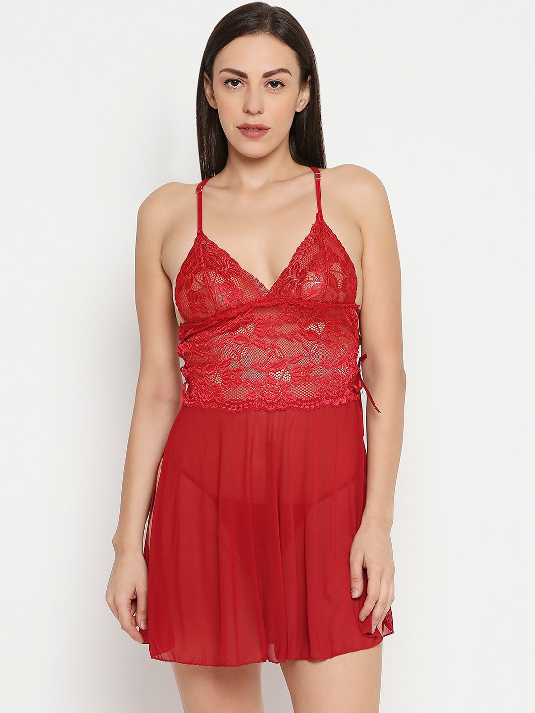 

XIN Red Self Design Baby Doll