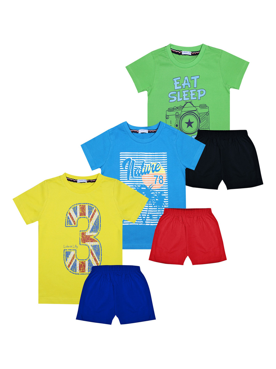 

Luke & Lilly Boys Pack of 3 Printed Clothing Sets, Green
