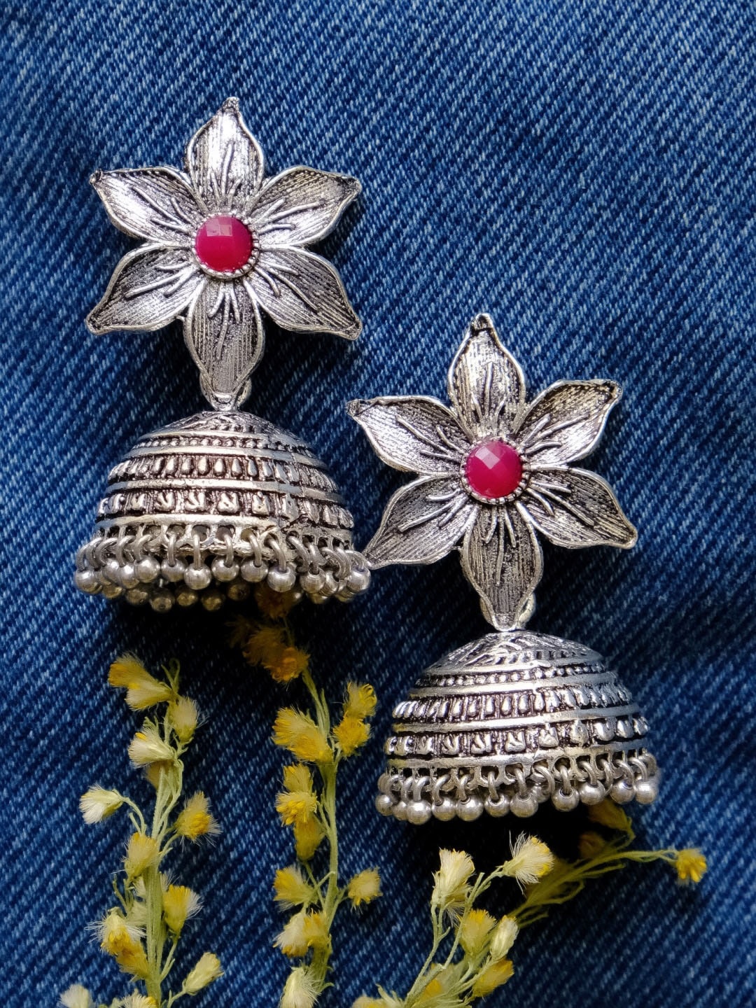 

Crunchy Fashion Pink Contemporary Jhumkas