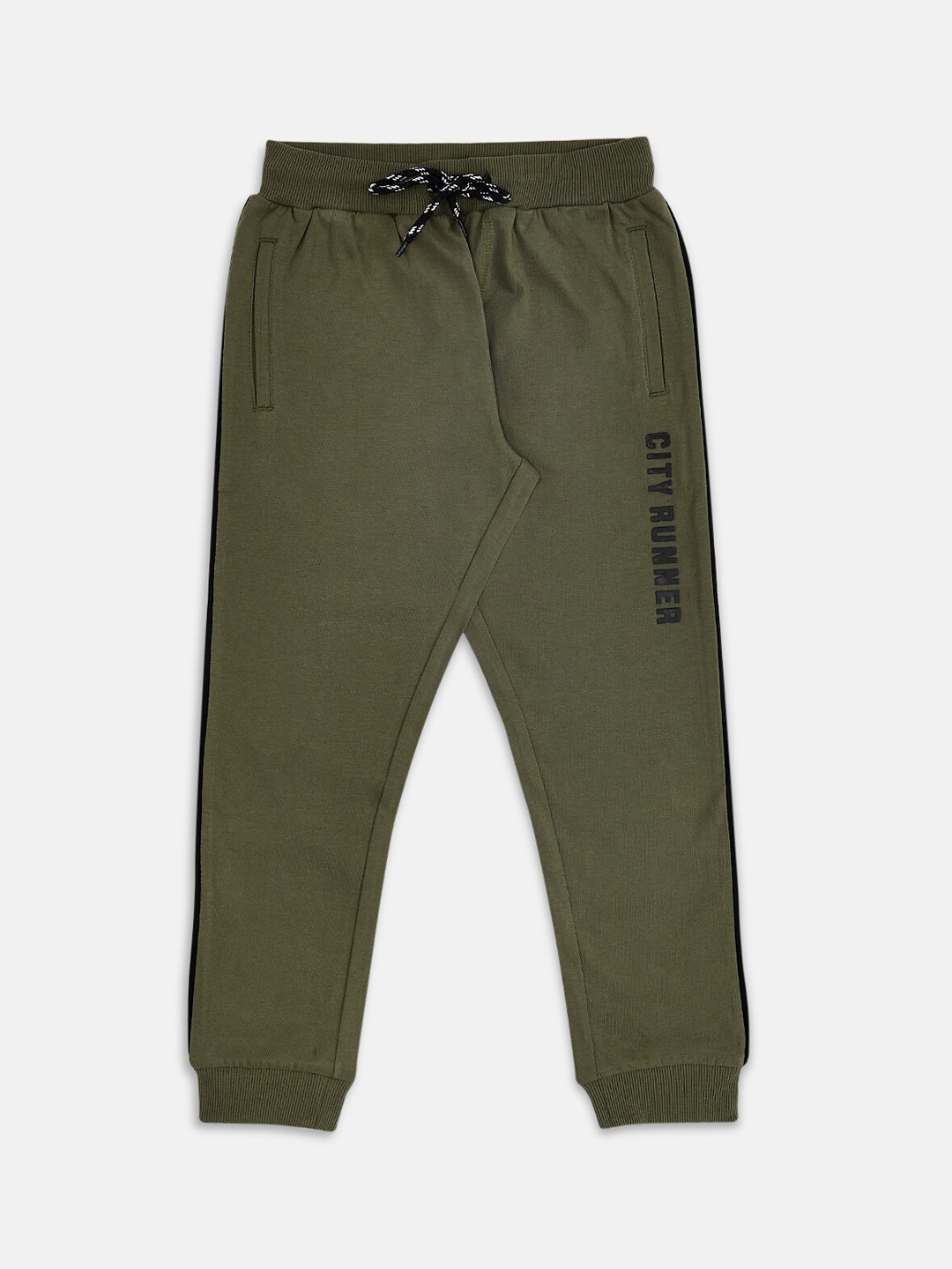 

Pantaloons Junior Boys Olive Green Solid Slim-Fit Joggers