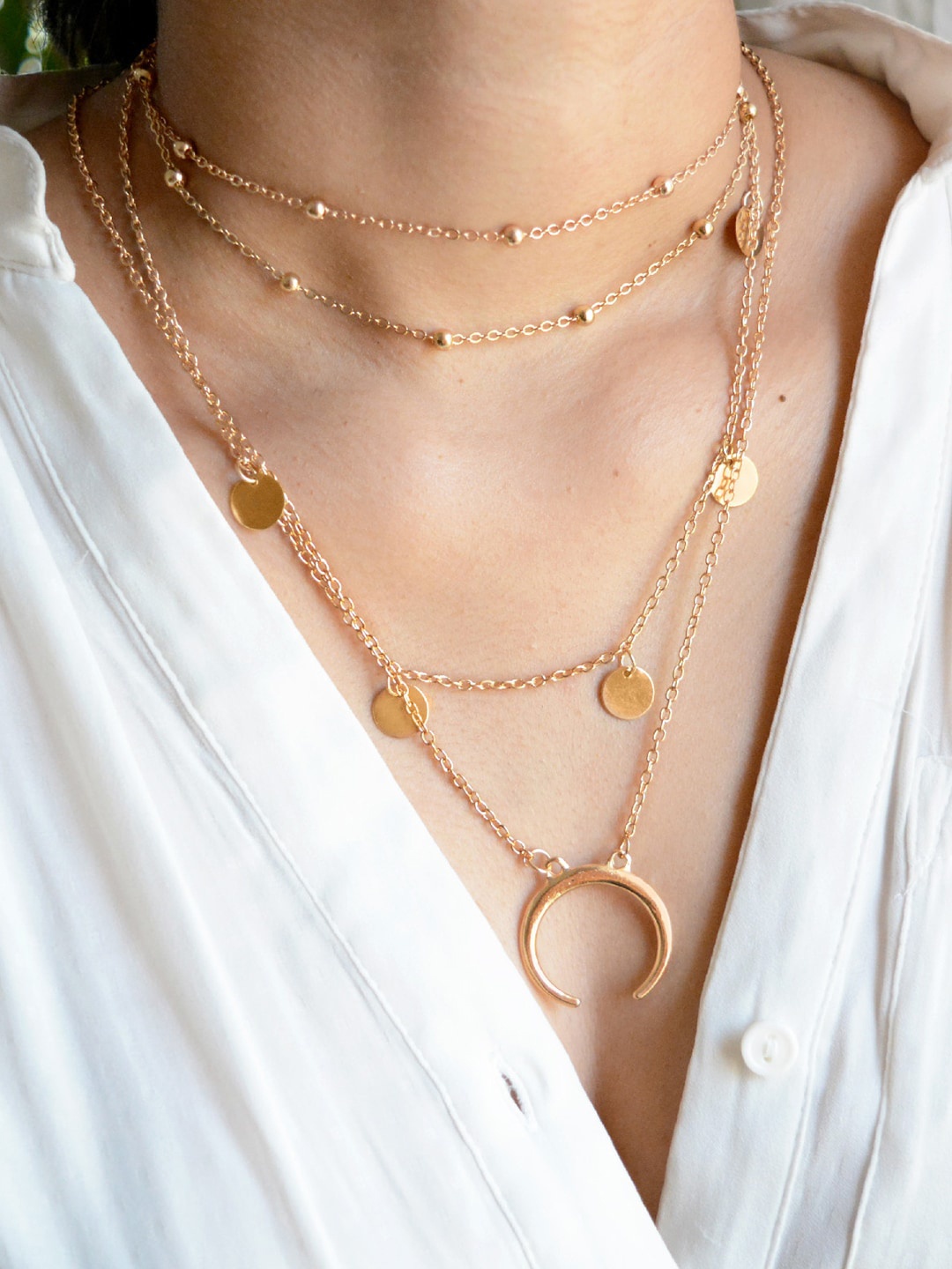 

JOKER & WITCH Gold-Plated Minimal Bon Bon Layered Necklace