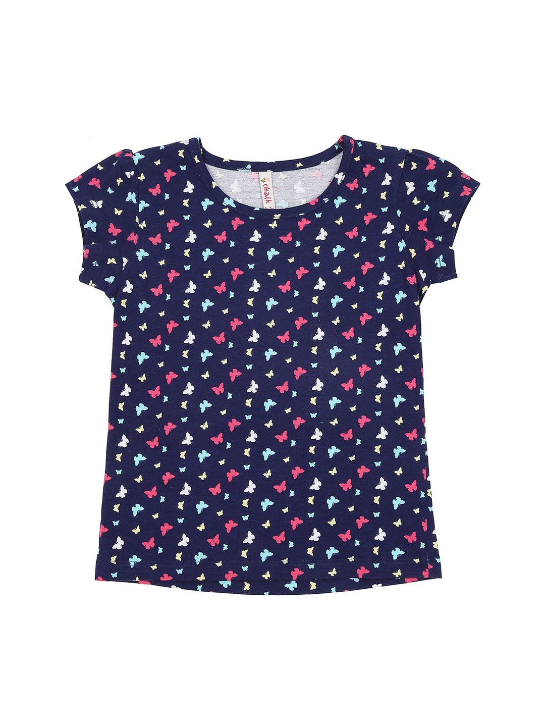 

CHALK by Pantaloons Girls Navy Blue Printed Round Neck T-shirt