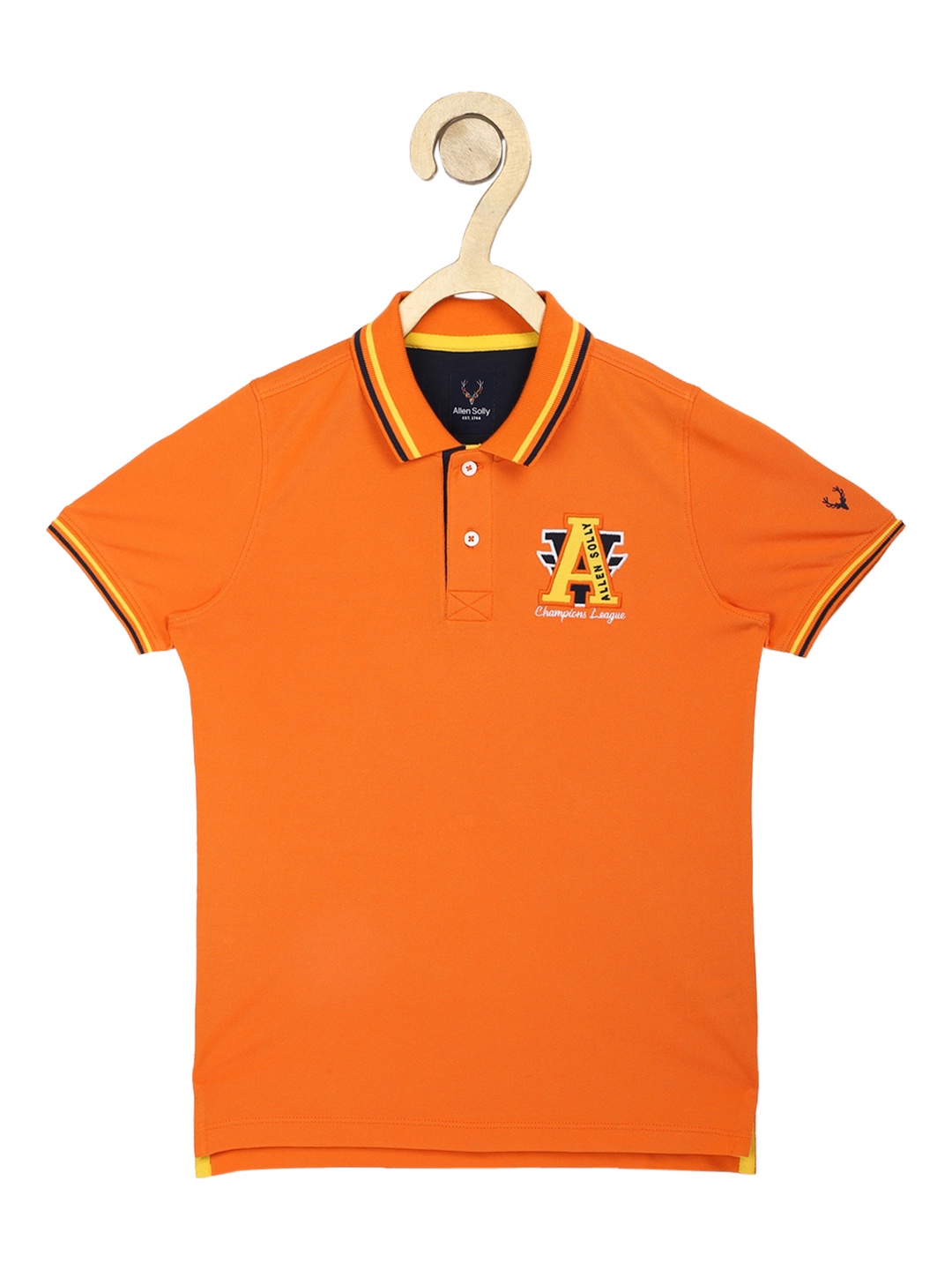 

Allen Solly Junior Boys Orange Solid Polo Collar T-shirt