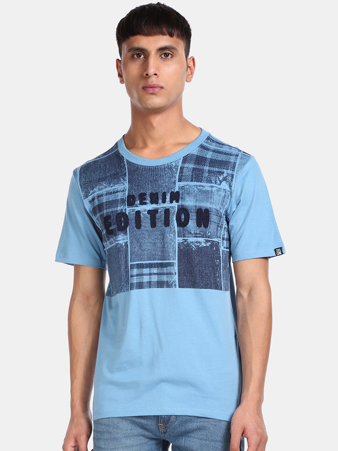 

Cherokee Men Blue Printed Round Neck Pure Cotton T-shirt