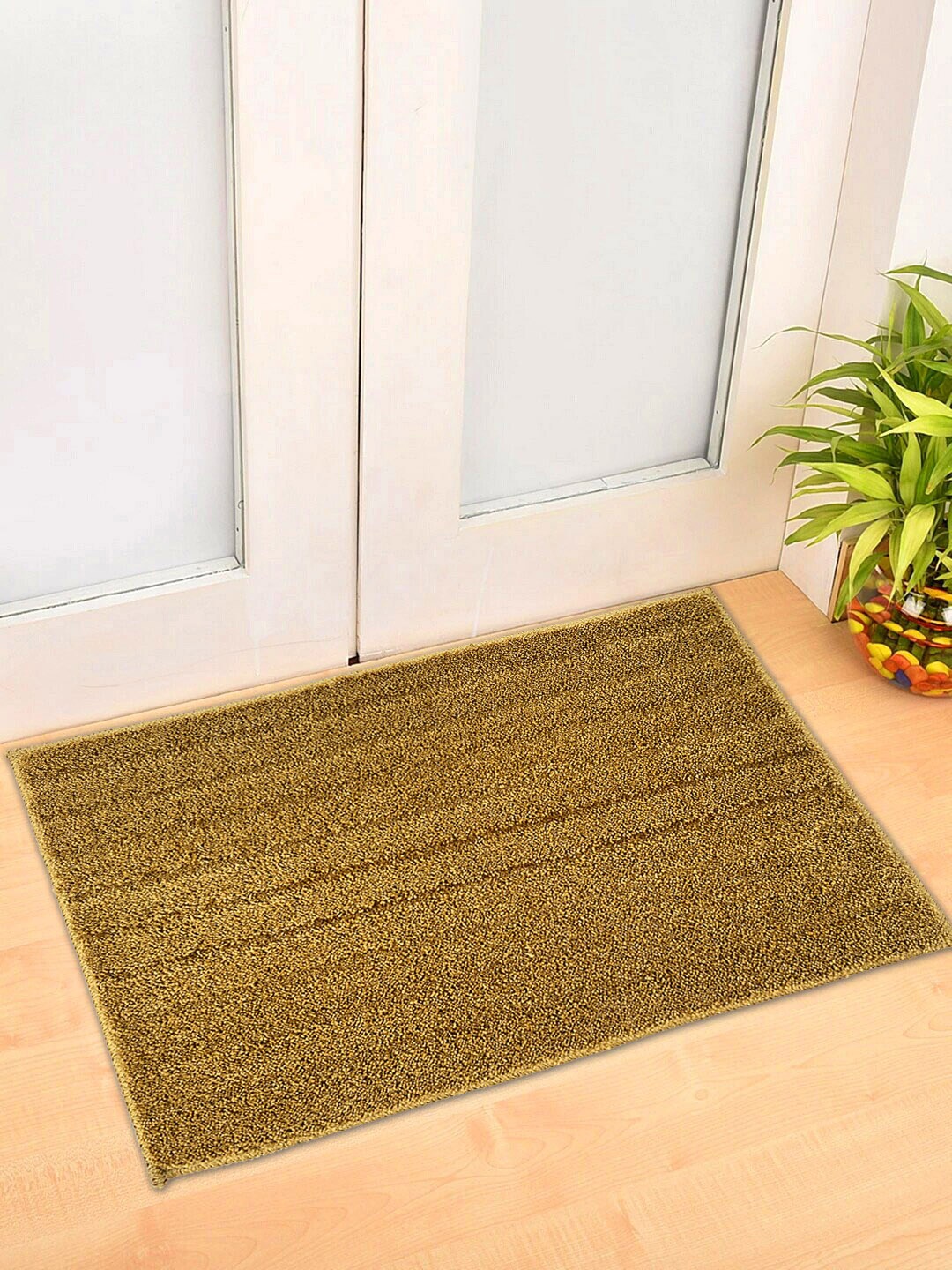 

ARiANA Pack of 2 Striped Bath cum Door Rug, Camel brown