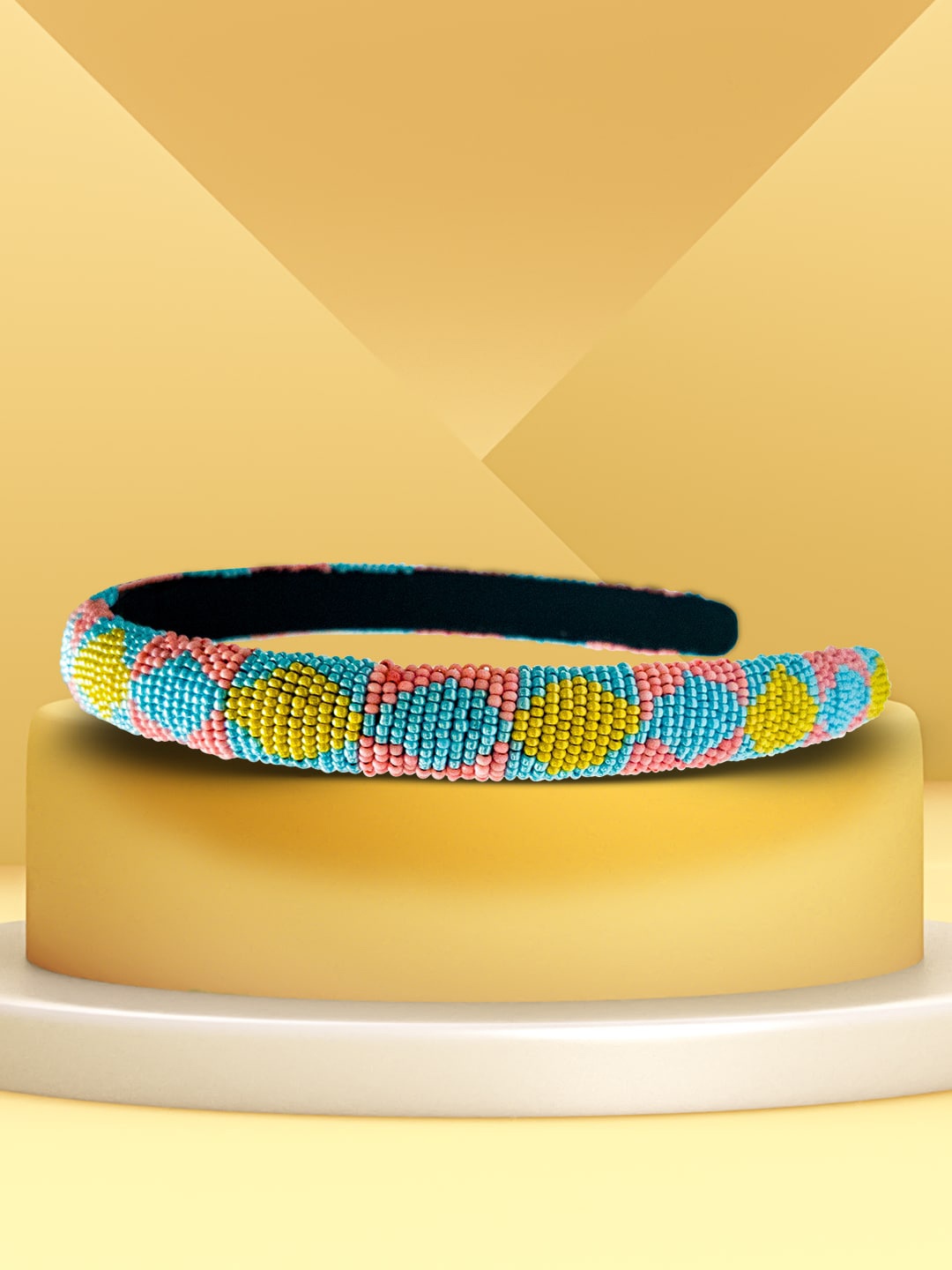 

HAIR DRAMA CO. Blue & Yellow Sleek Pastel Beaded Headband