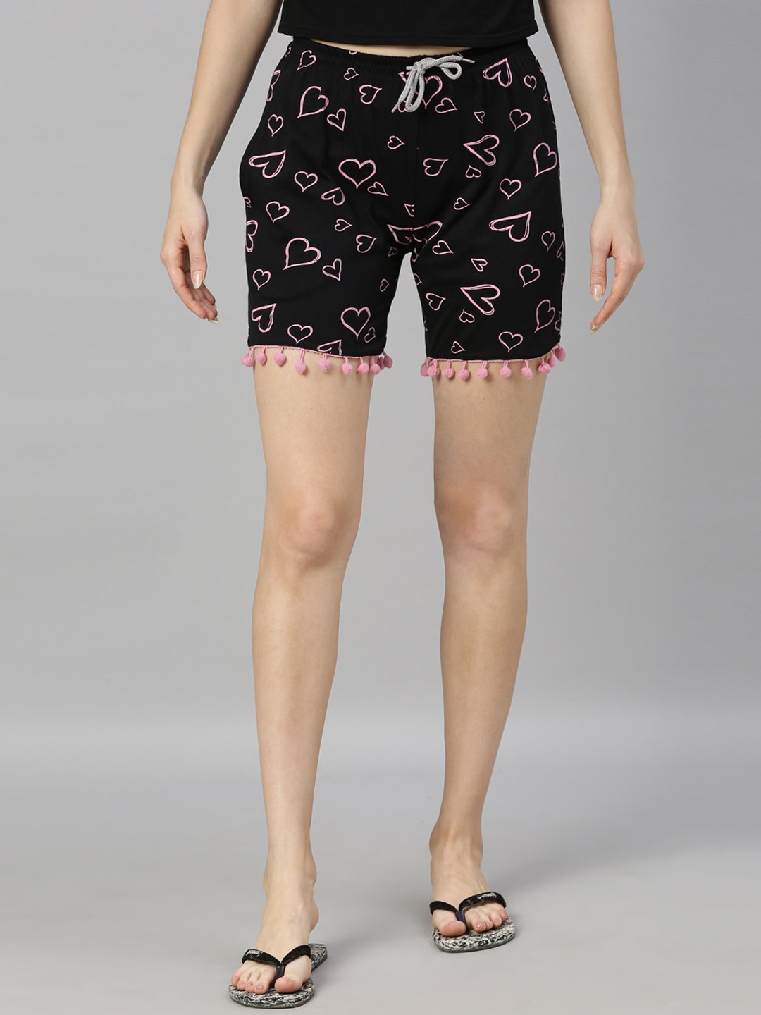 

Kryptic Women Black Printed Regular Fit Regular Shorts