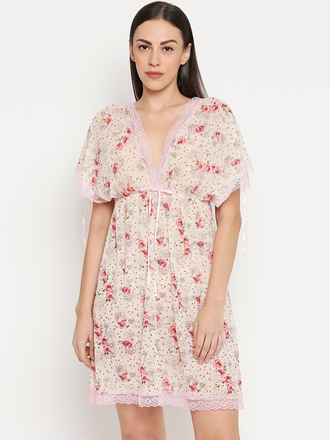 

XIN Women Pink Floral Printed Baby Doll X.BA.19033