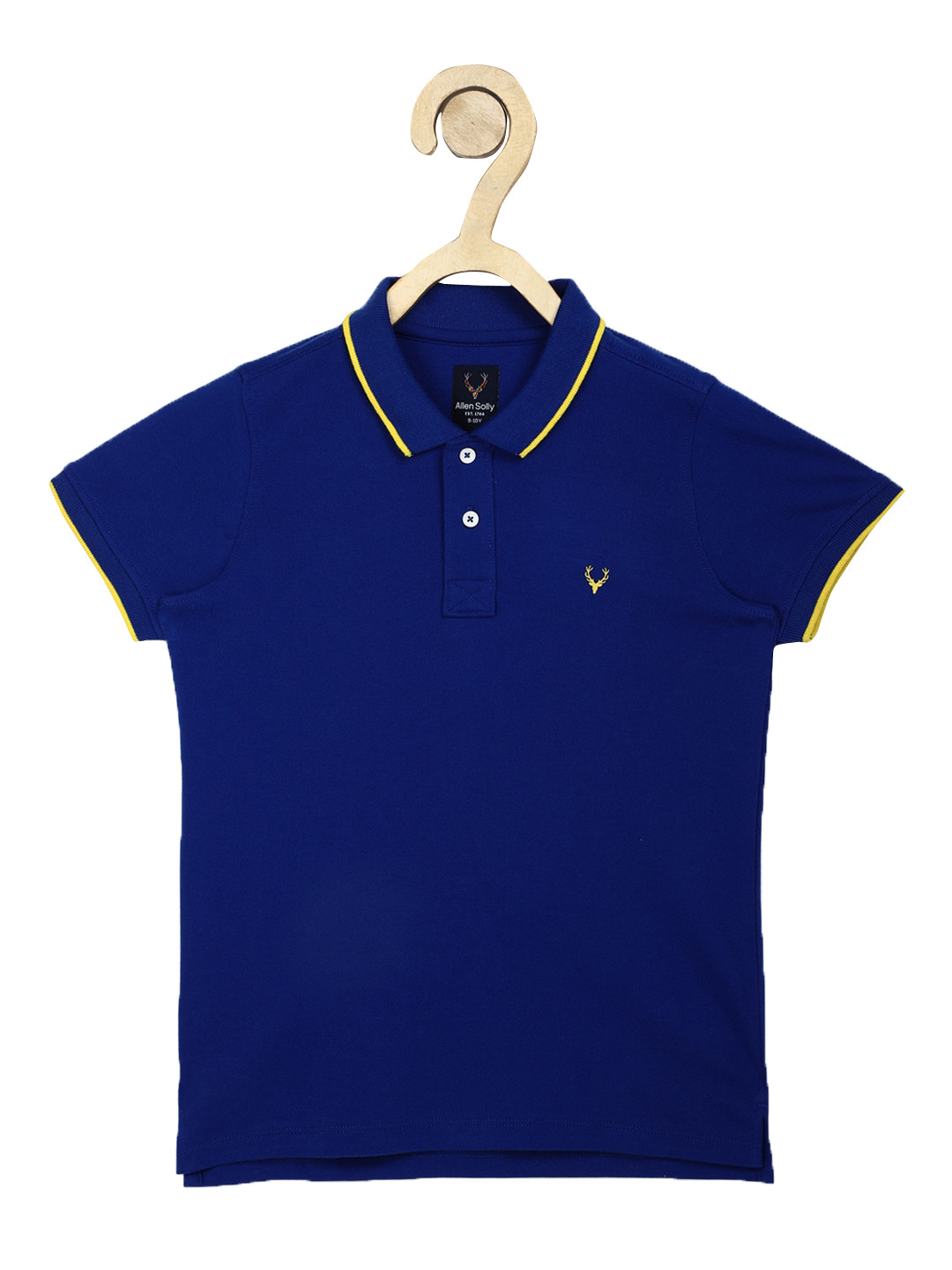 

Allen Solly Junior Boys Blue Solid Polo Collar T-shirt