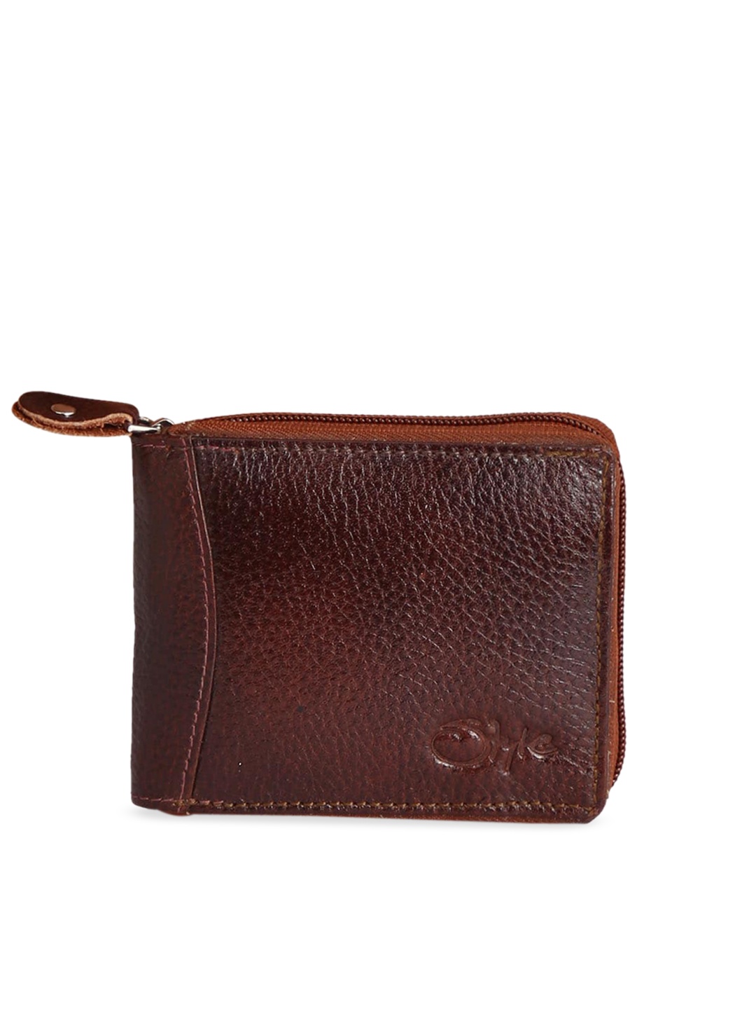 Style SHOES Unisex Maroon Textured Zip Around Leather Wallet
