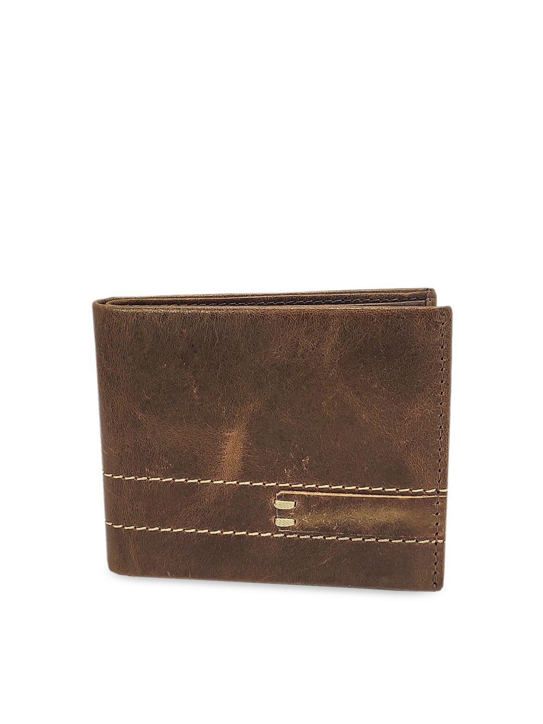 

WENZEST Men Coffee Brown Solid Two Fold Wallet