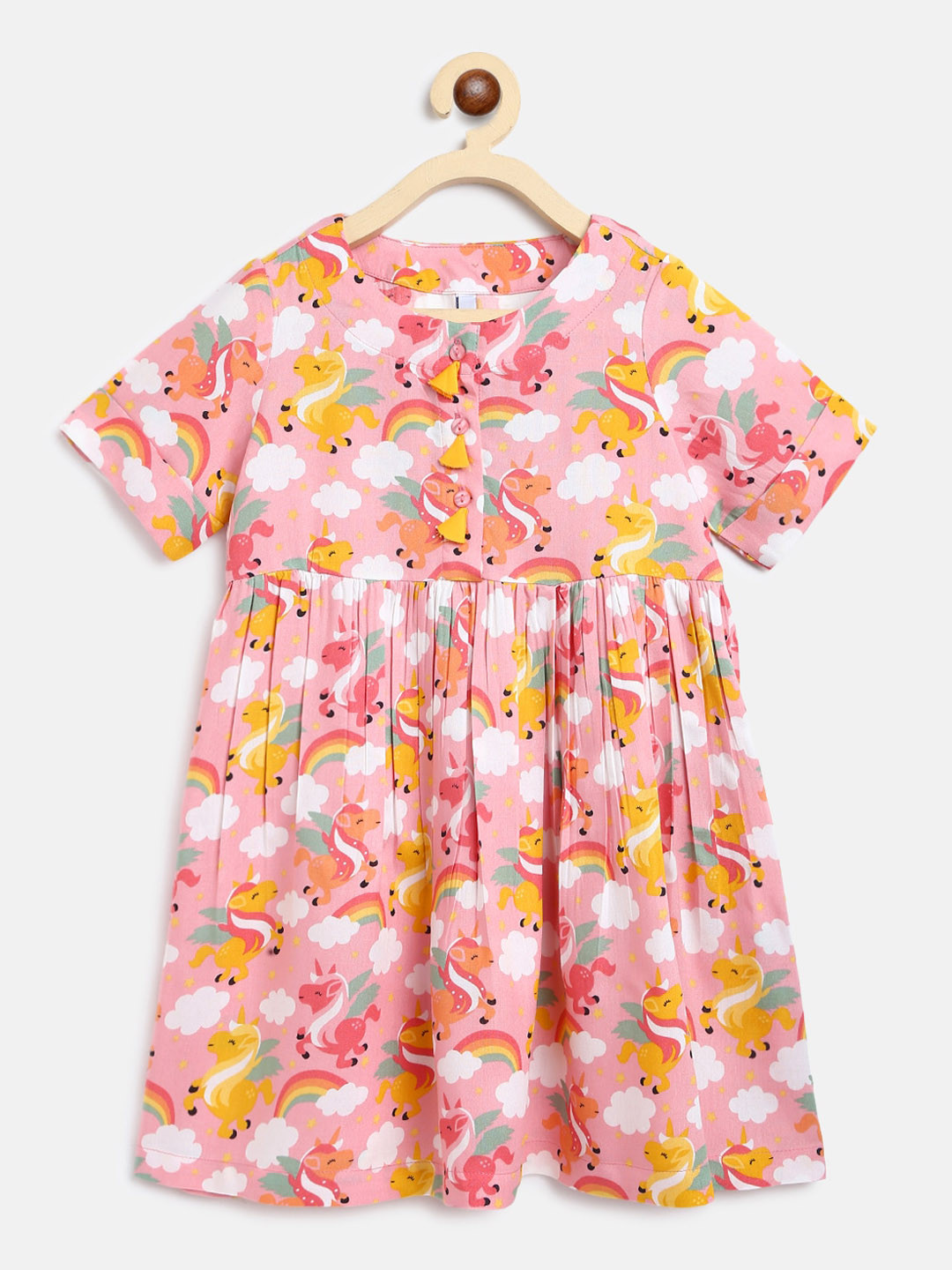 

Campana Girls Pink Printed Fit and Flare Dress