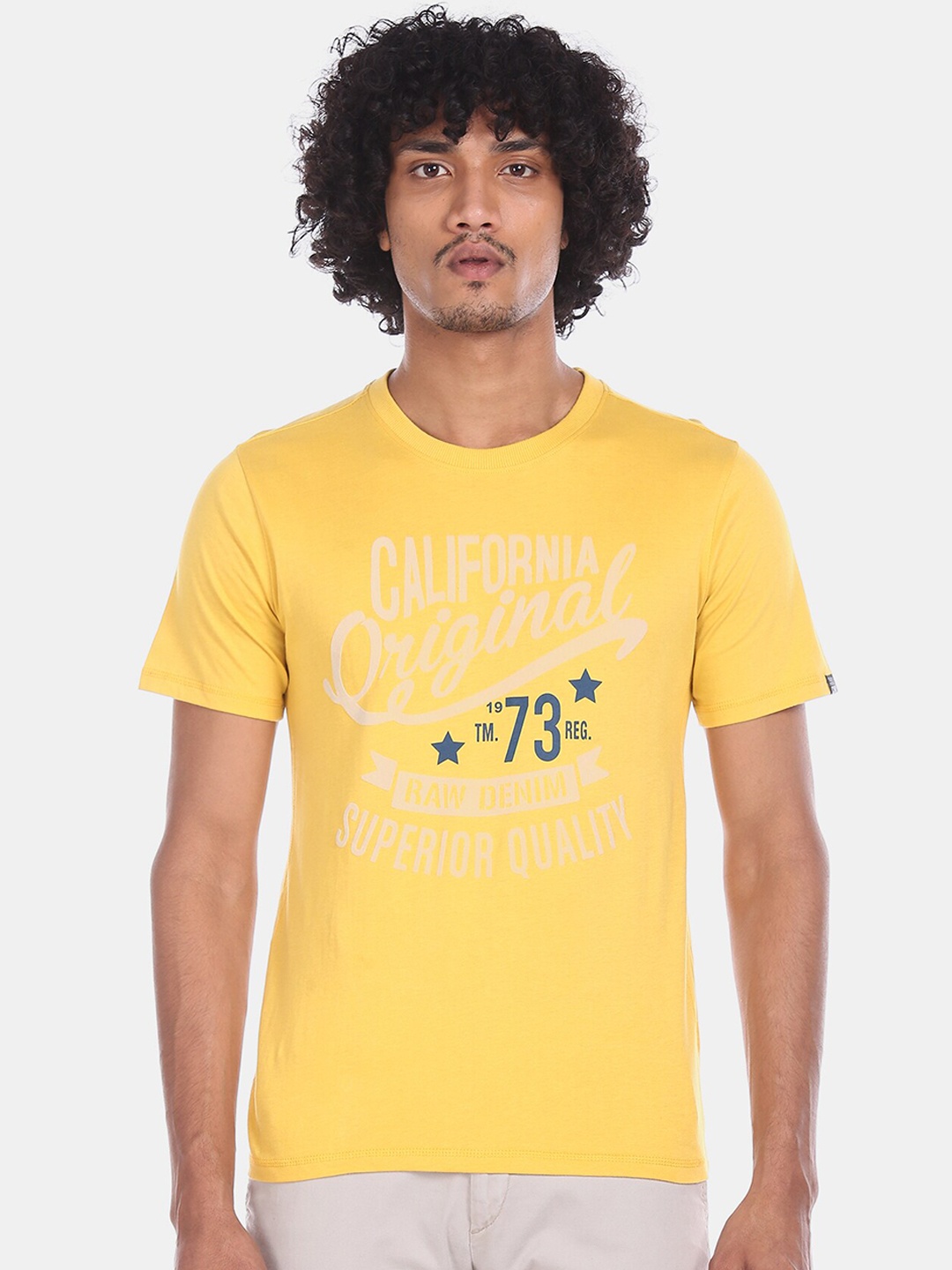 

Cherokee Men Yellow Printed Round Neck T-shirt