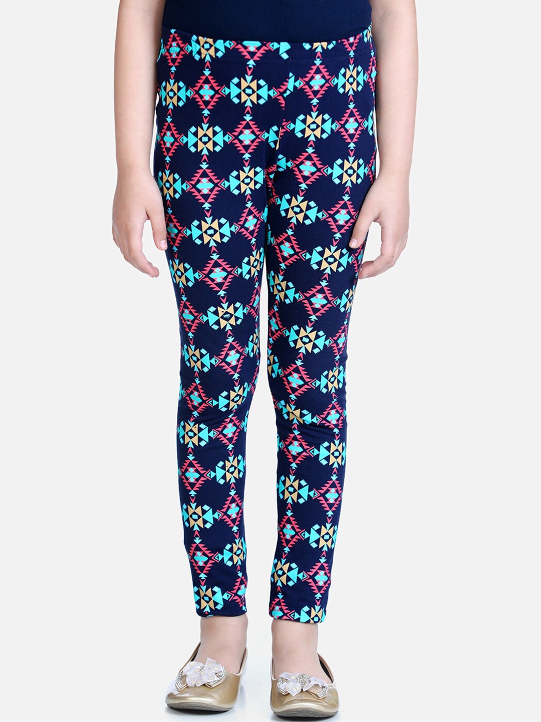 

Naughty Ninos Girls Navy Blue & Pink Printed Ankle-Length Leggings