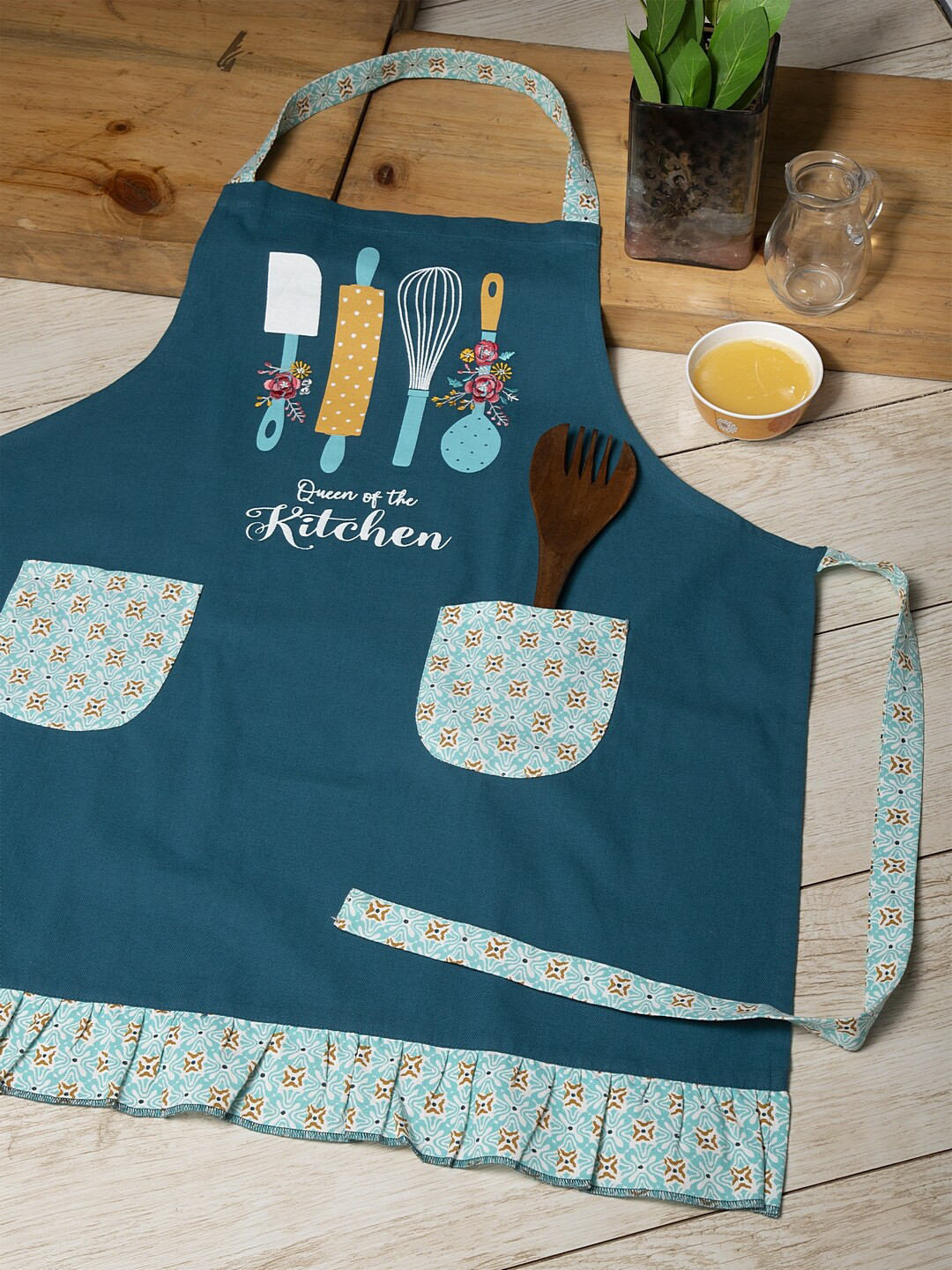 

BLANC9 Unisex Blue & Yellow Printed Cotton Apron