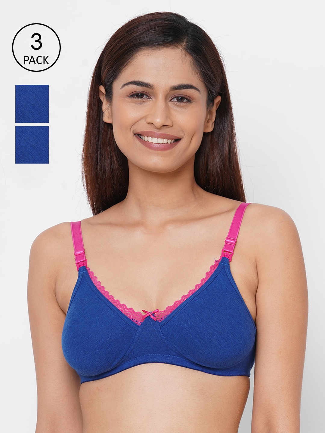 

Inner Sense Blue & Pink Solid Set of 3 Maternity Bra IMB003A_3A_3A-