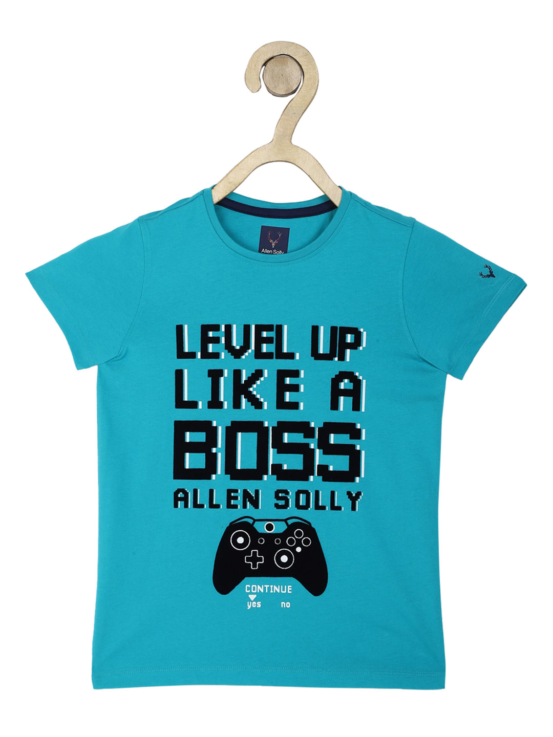 

Allen Solly Junior Boys Blue Printed Round Neck Pure Cotton T-shirt