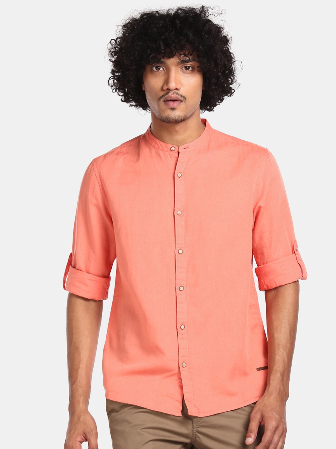 

Cherokee Men Orange Regular Fit Solid Casual Shirt