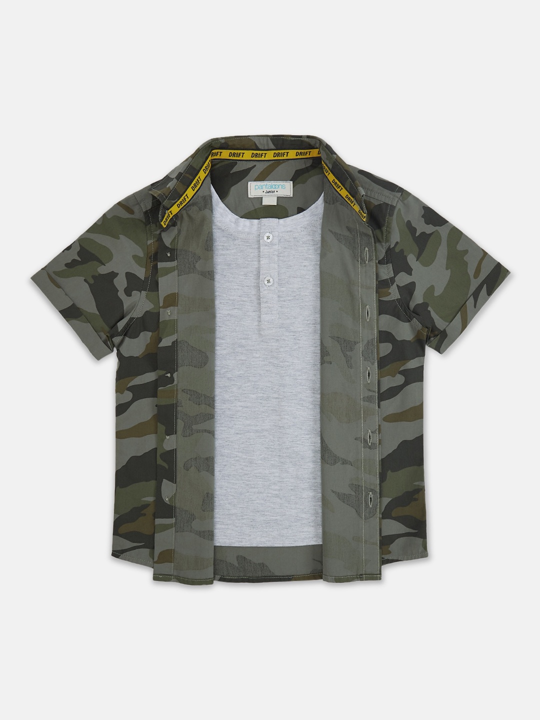 

Pantaloons Junior Boys Olive Green Regular Fit Printed Casual Shirt